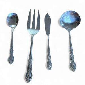 Vintage Lusterware Serving Set of 4 Stainless Steel